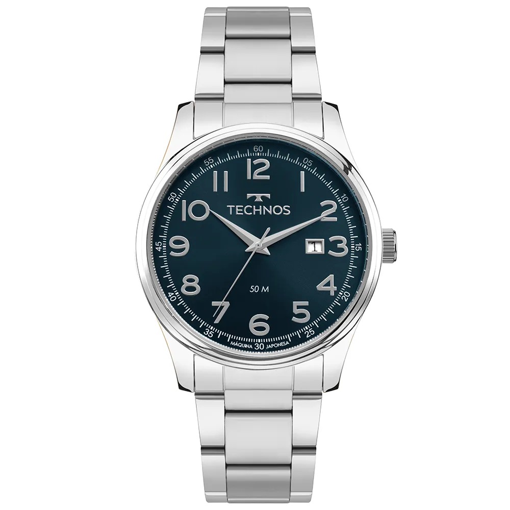 2115UCH/1A Relógio Technos Masculino Steel Prata