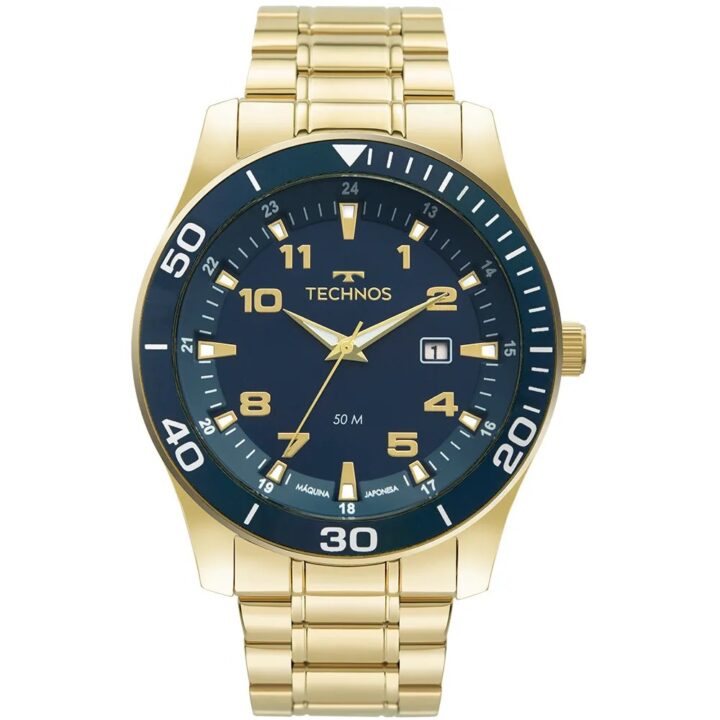2115MQLS/4A Relógio Technos Masculino Racer Dourado