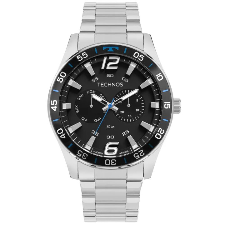 6P25BW/1P Relógio Technos Masculino Racer Prata