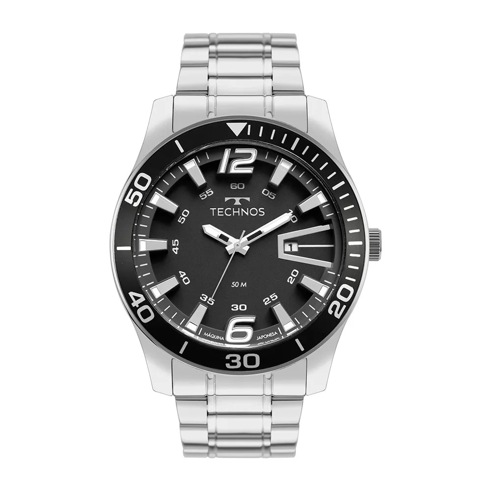 2115TXA/1P Relógio Technos Masculino Racer Premium Prata