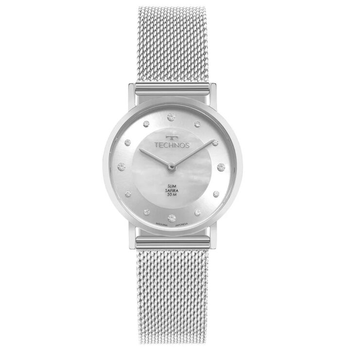 2025LUZ/1K Relógio Technos Feminino Slim Prata