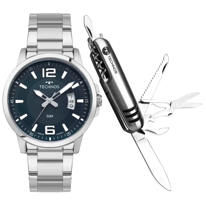 2315LAR/K1A Kit Relógio Technos Masculino Racer Prata