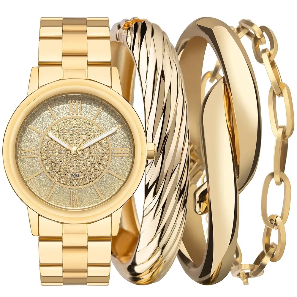 EU2036YVM/K4D Kit Relógio Euro Feminino Mix Dourado