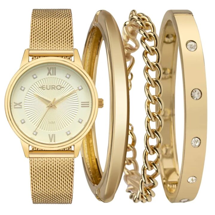 EU2035ZBQ/K4D Kit Relógio Euro Feminino Mix Dourado