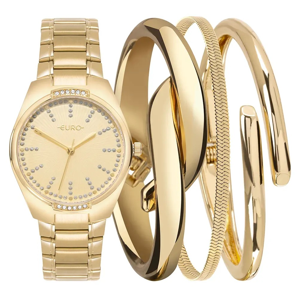 EU2035YZE/K4D Kit Relógio Euro Feminino Mix Dourado