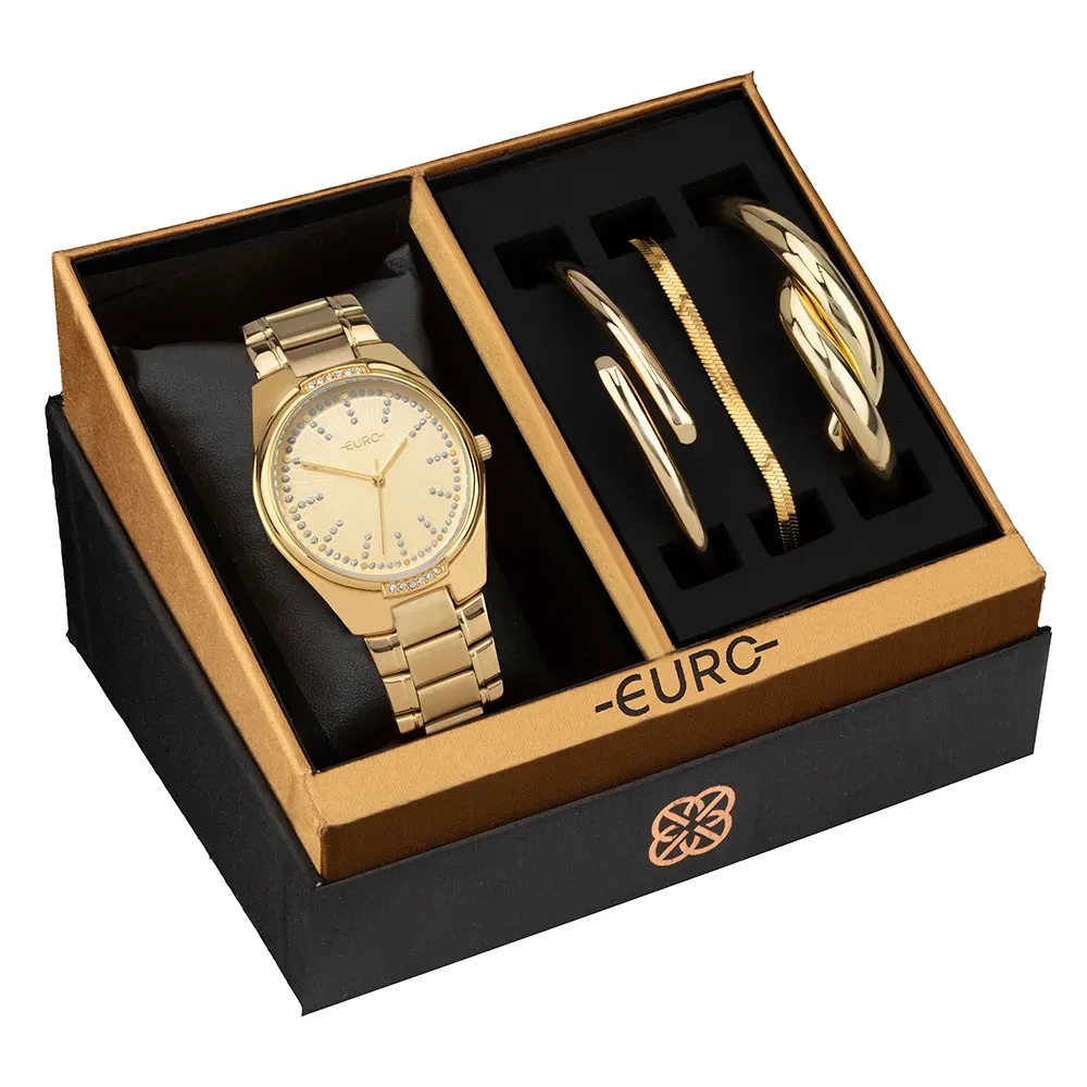 EU2035YZE/K4D Kit Relógio Euro Feminino Mix Dourado