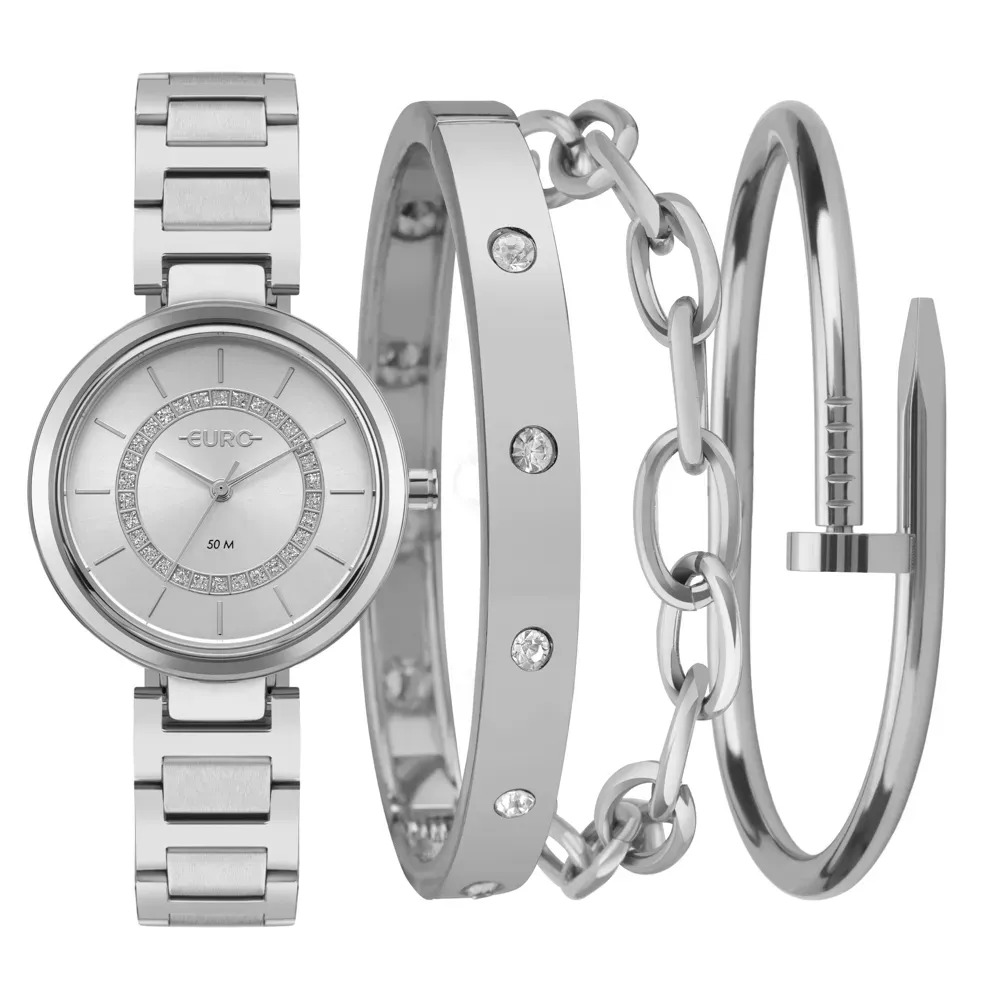 EU2035ZBZ/K4K Kit Relógio Euro Feminino Mix Prata