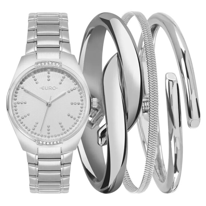 EU2035YZD/K4K Kit Relógio Euro Feminino Mix Prata