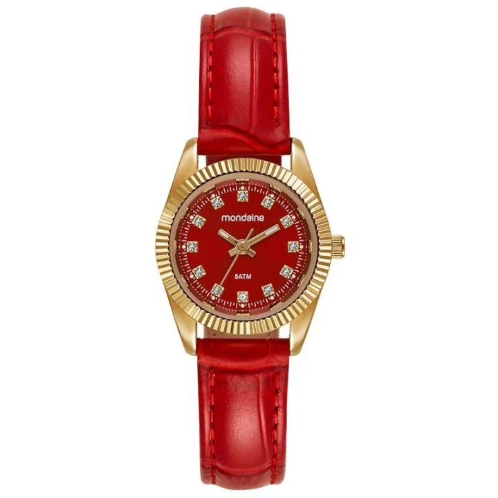 Relógio Mondaine Feminino Couro Vermelho