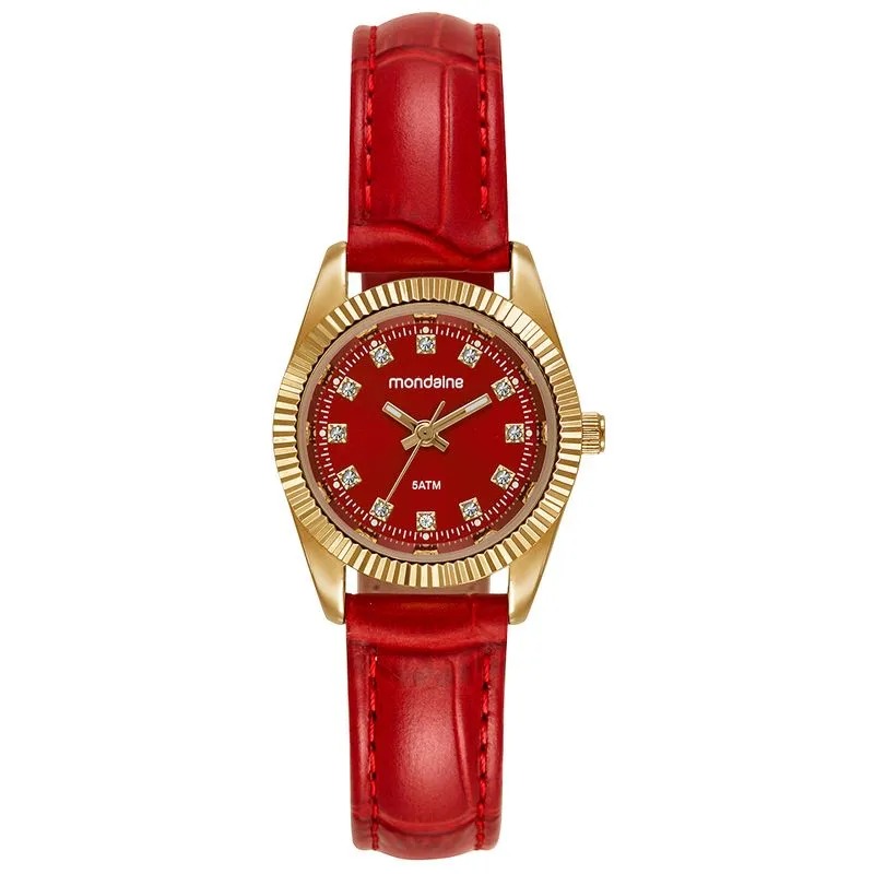 32960LPMVDH3 Relógio Mondaine Feminino Couro Vermelho