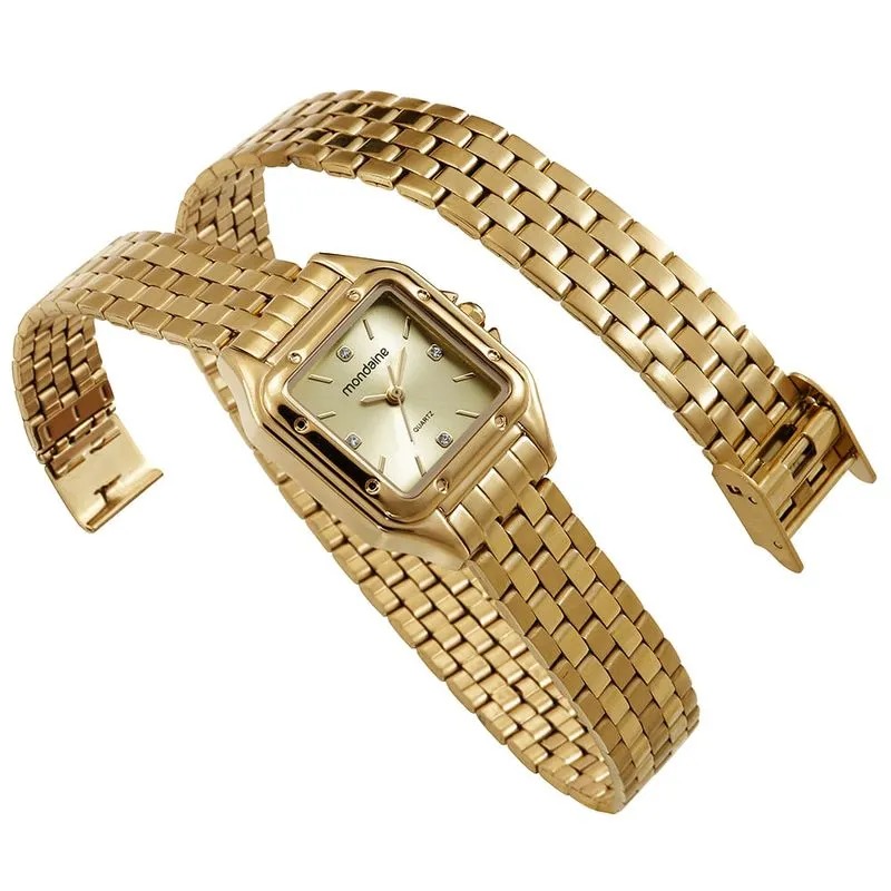 32983LPMVDE1 Relógio Mondaine Feminino Champagne Index