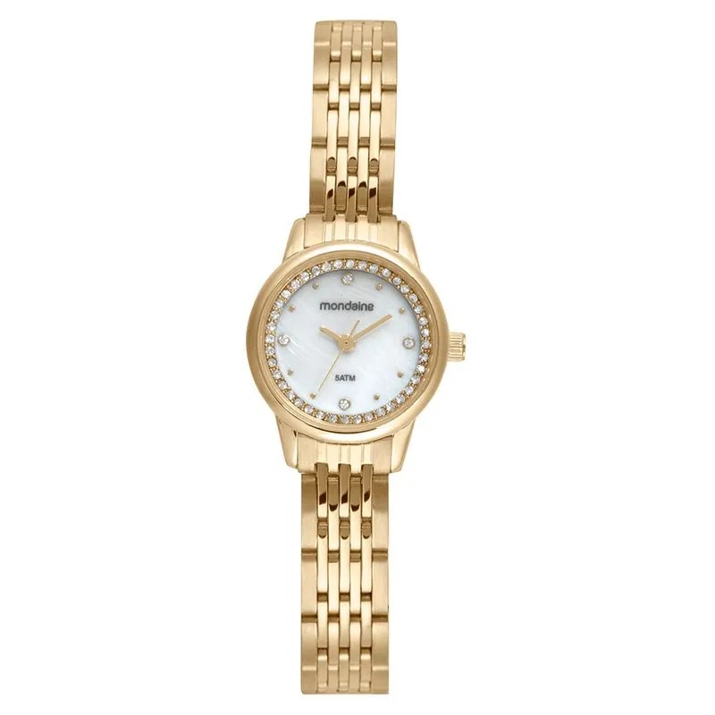 32751LPMVDE1 Relógio Mondaine Feminino Dourado Madrepérola