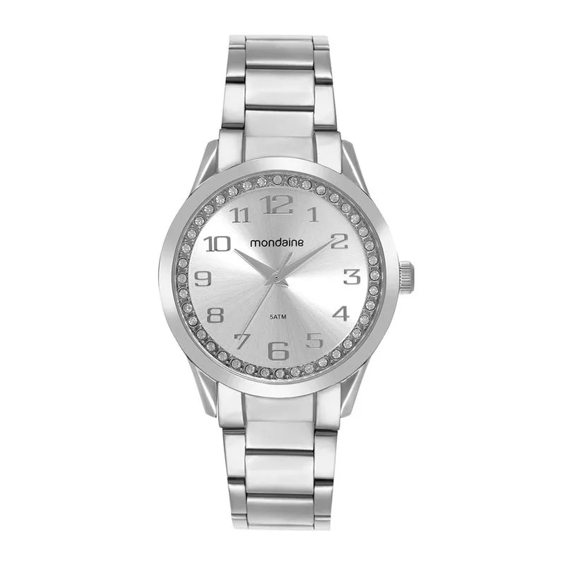 99764L0MVNE1 Relógio Mondaine Feminino Prata Cristais