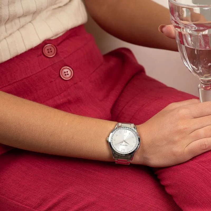 99764L0MVNE1 Relógio Mondaine Feminino Prata Cristais