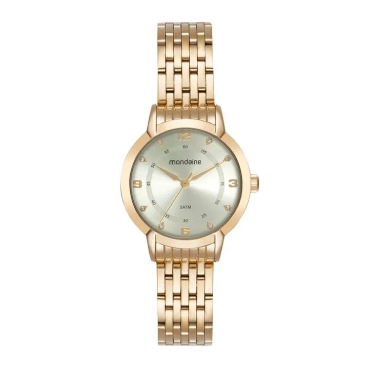 Relógio Mondaine Feminino Dourado Pulseira 7 Elos