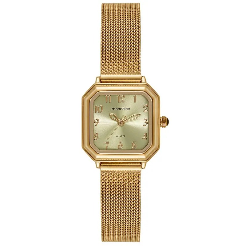 32982LPMVDE1 Relógio Mondaine Feminino Clássico Dourado Elegante