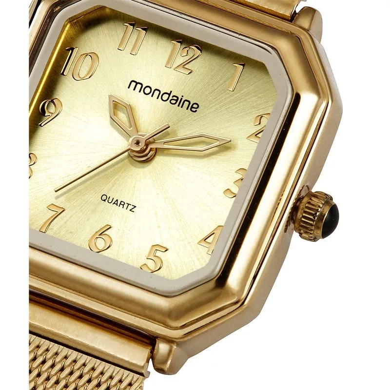 32982LPMVDE1 Relógio Mondaine Feminino Clássico Dourado Elegante