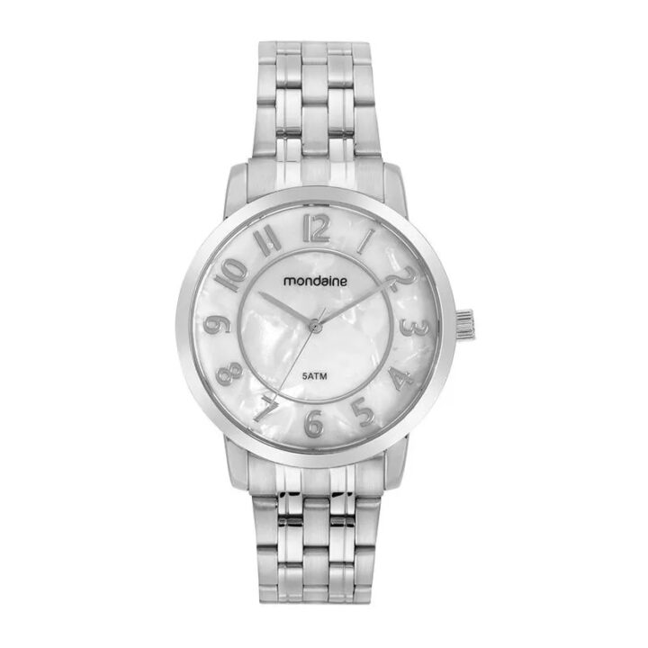 Relógio Mondaine Feminino Madrepérola Prata