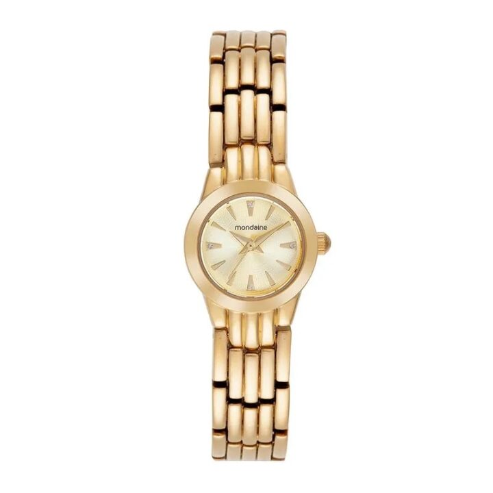 Relógio Mondaine Feminino Dourado com Cristais