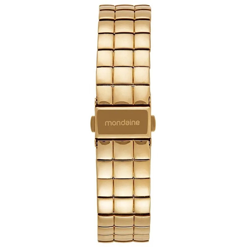 32981LPMVDM1 Relógio Mondaine Feminino Dourado Quadrado Números e Index