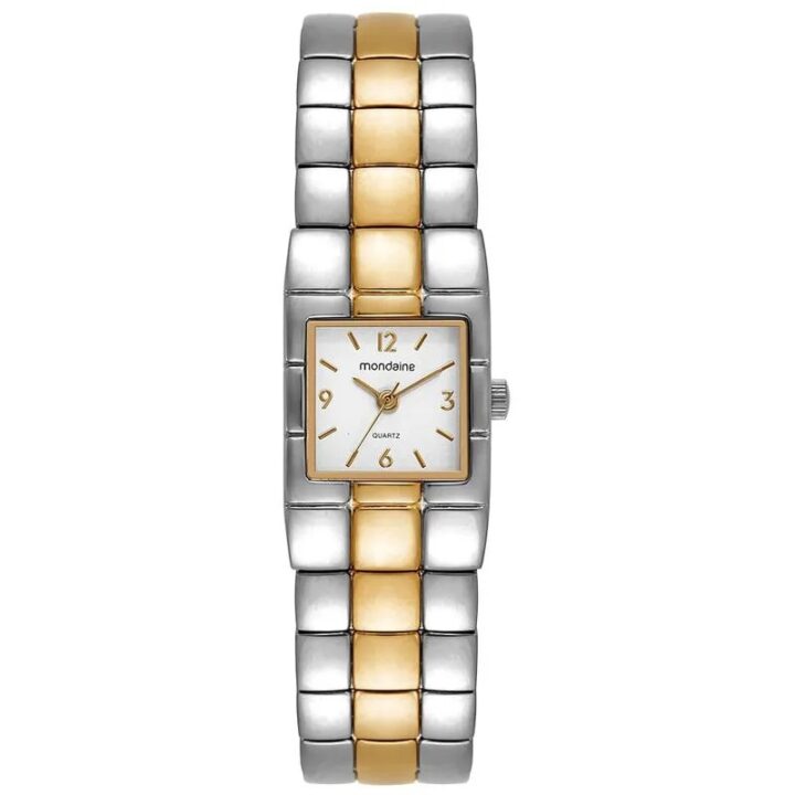 Relógio Mondaine Feminino Quadrado Bicolor