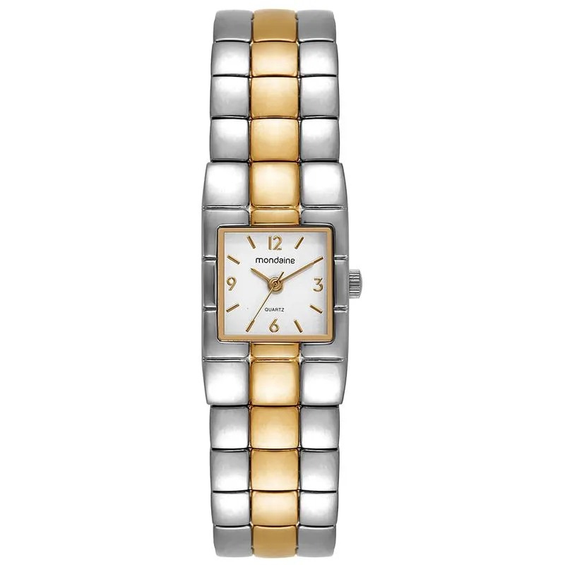 32981LPMVBM3 Relógio Mondaine Feminino Quadrado Bicolor
