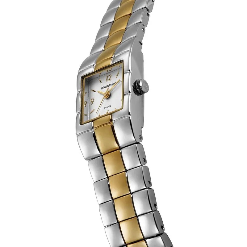 32981LPMVBM3 Relógio Mondaine Feminino Quadrado Bicolor