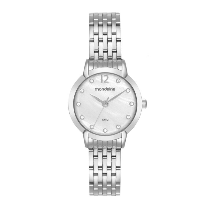 Relógio Mondaine Feminino Analógico Prata Cristais