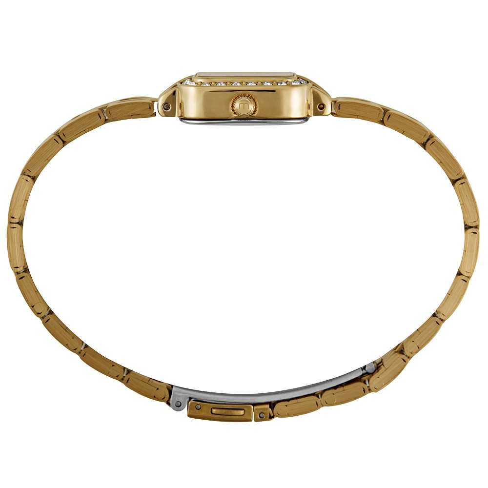 99781LPMVDE1 Relógio Mondaine Feminino Quadrado Dourado Madrepérola Cristais
