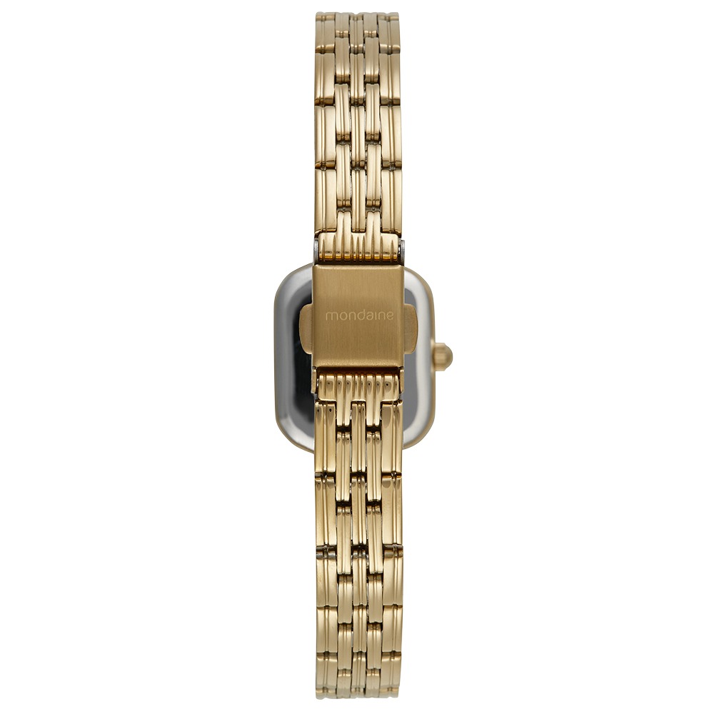 99781LPMVDE1 Relógio Mondaine Feminino Quadrado Dourado Madrepérola Cristais