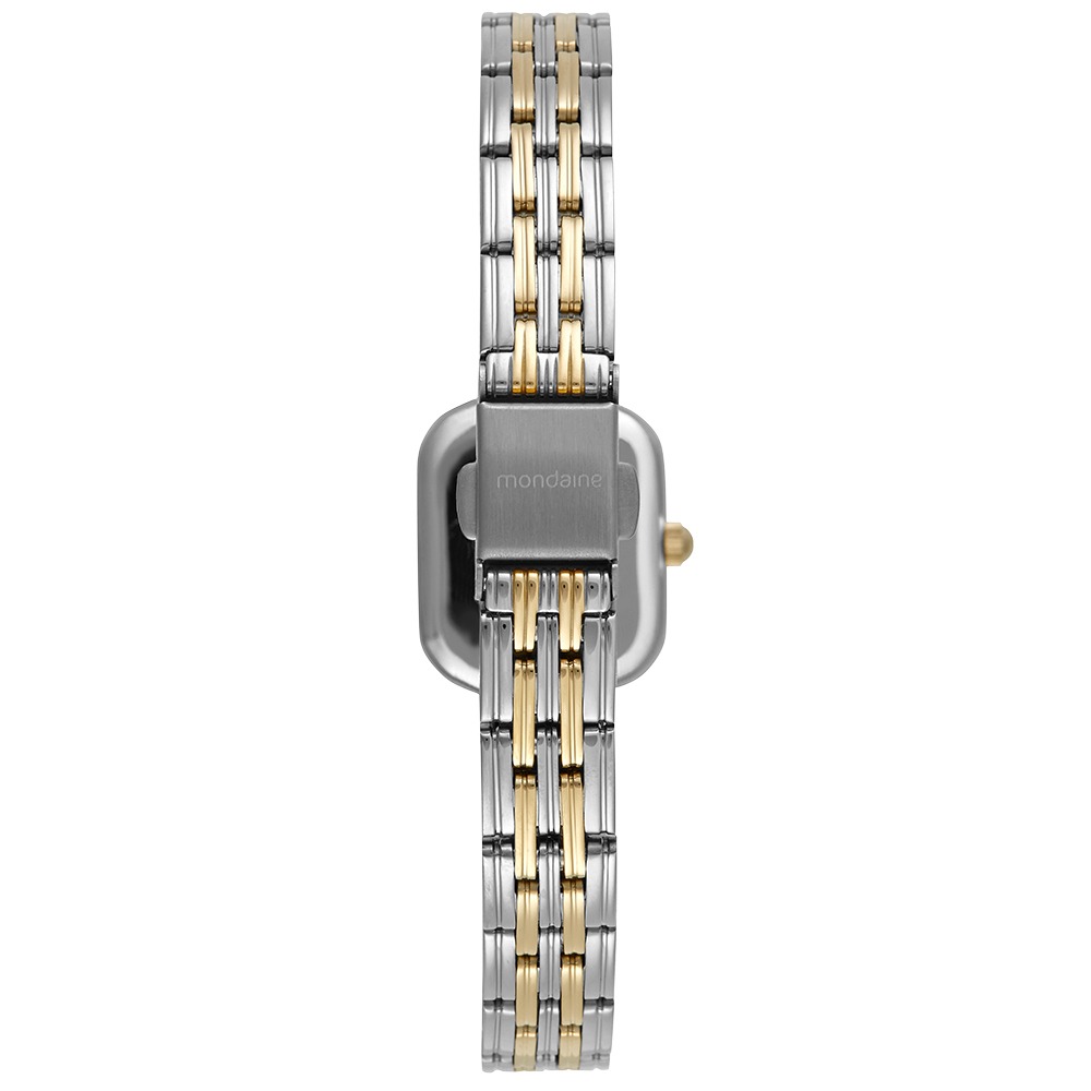 99781LPMVBE2 Relógio Mondaine Feminino Quadrado Bicolor Madrepérola Cristais