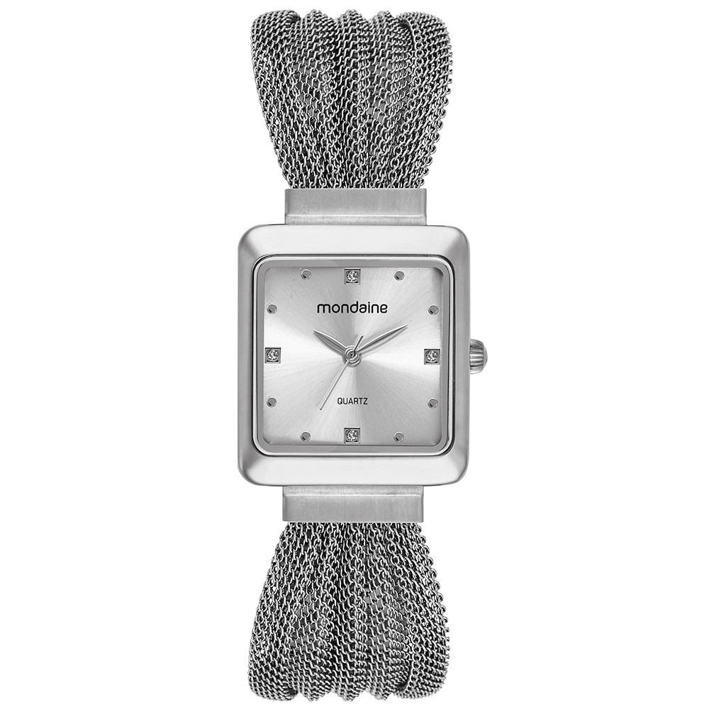 32986L0MVNE2 Relógio Mondaine Feminino Quadrado Prata