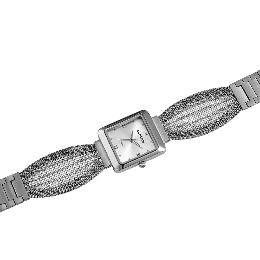 32986L0MVNE2 Relógio Mondaine Feminino Quadrado Prata