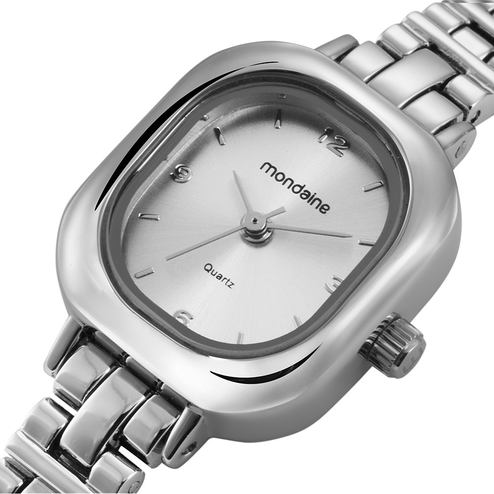 99852L0MVNM2 Relógio Mondaine Feminino Retangular Prata