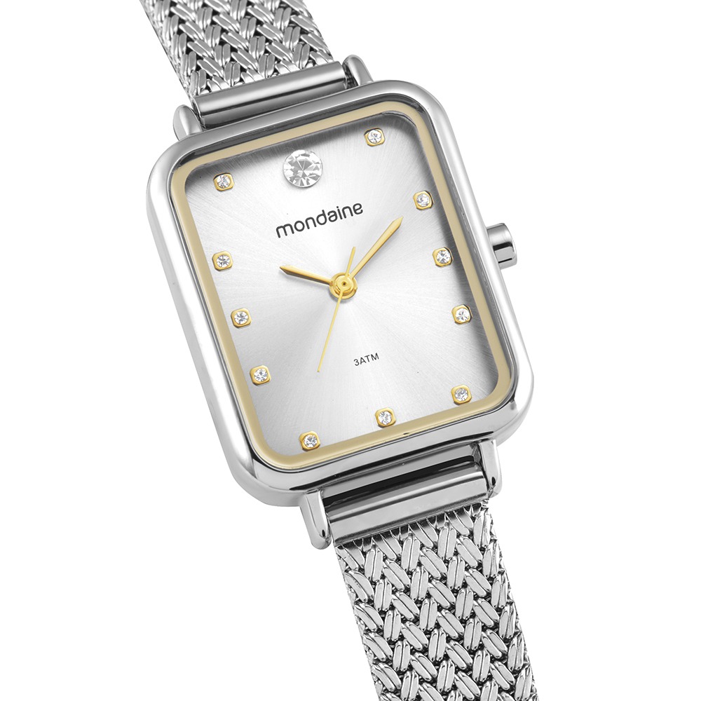 32744L0MVNE2 Relógio Mondaine Feminino Prata Cristais