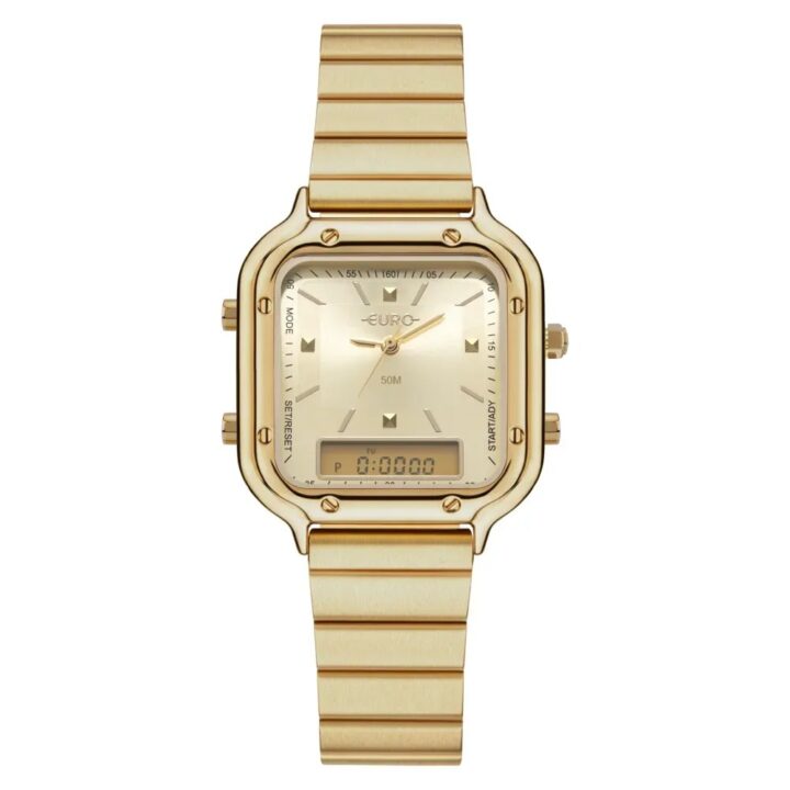 EU20352MAQAC/4D Relógio Euro Feminino Fashion Fit Sporty Dourado
