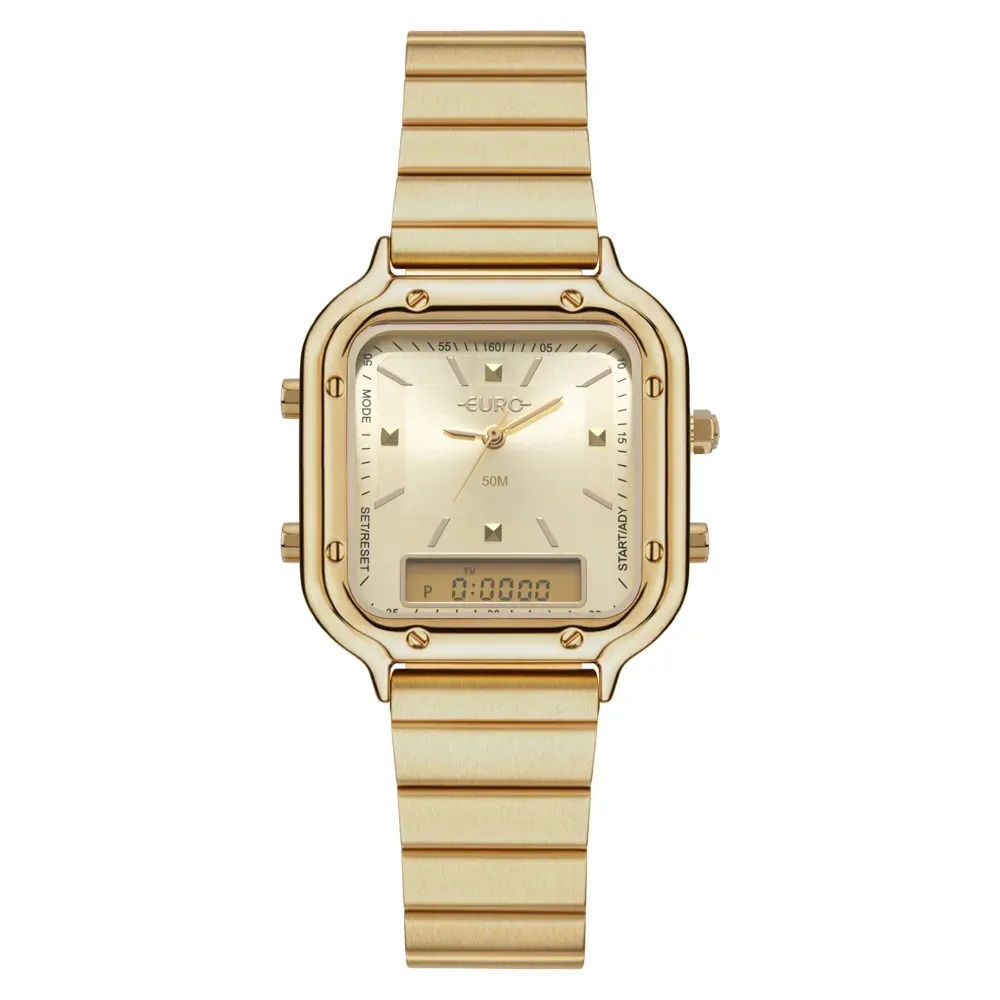 Relógio Euro Feminino Fashion Fit Sporty Dourado