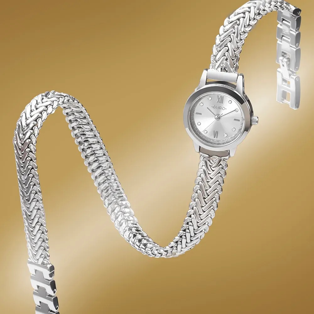 EU2035ZBD/5K Relógio Euro Feminino Mini Lux Prata