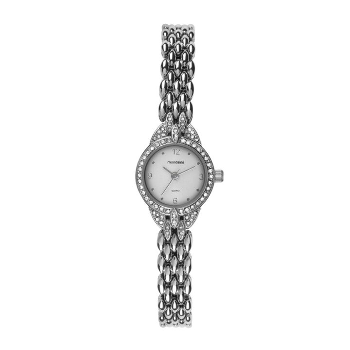 Relógio Mondaine Feminino  Prata Cristais
