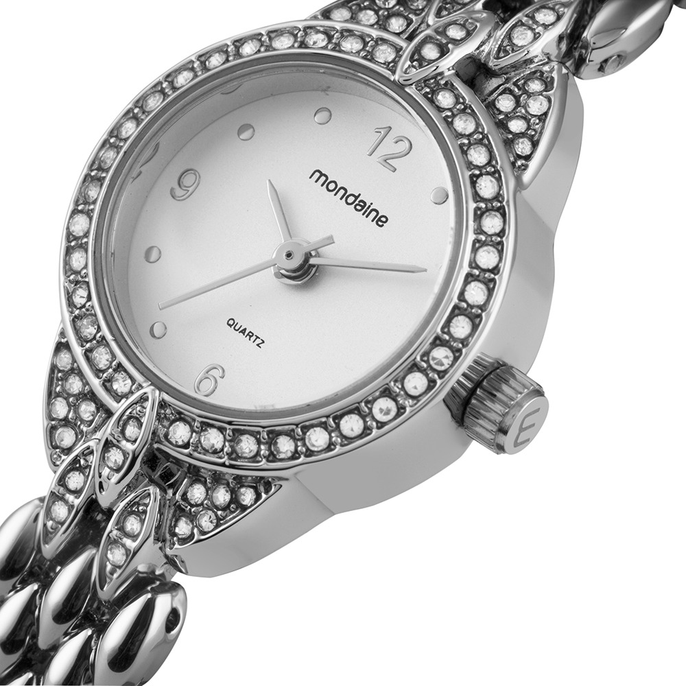99858L0MVNM2 Relógio Mondaine Feminino Prata Cristais