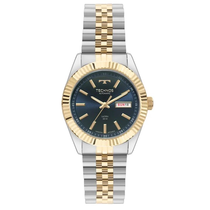 8205PW/1A Relógio Technos Masculino Automático Riviera Bicolor