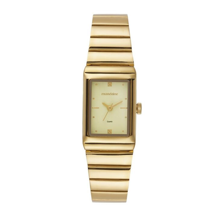 Relógio Mondaine Feminino Retangular Dourado