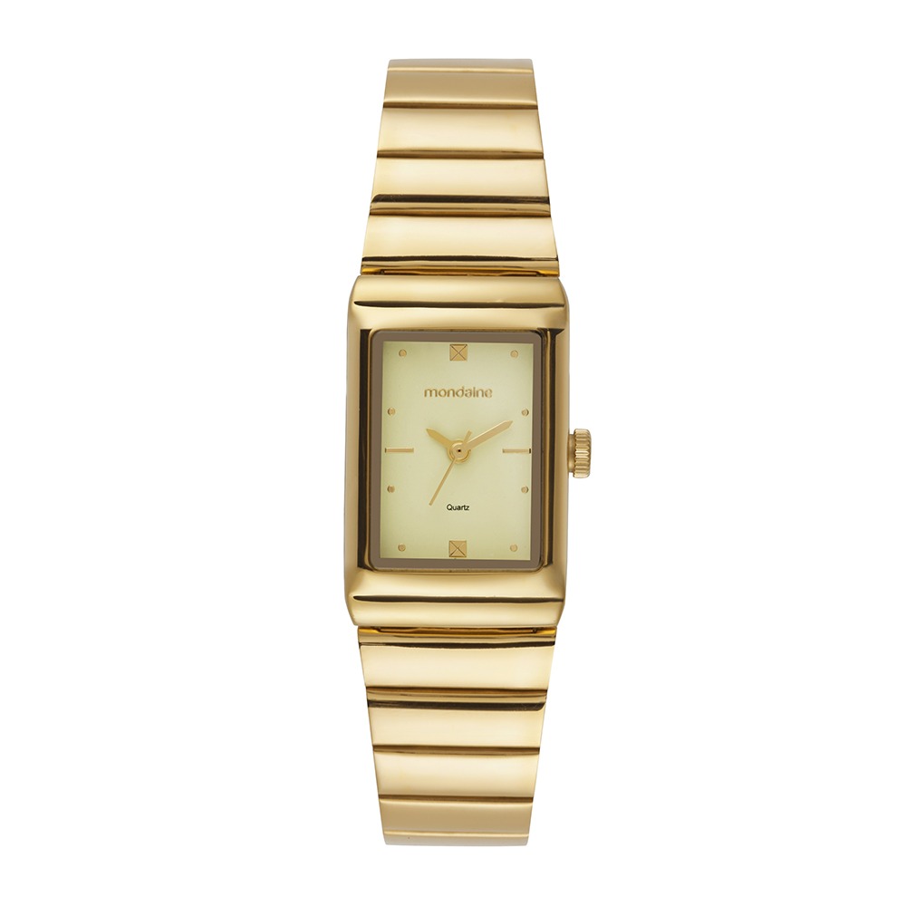 Relógio Mondaine Feminino Retangular Dourado