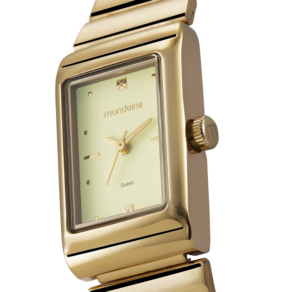 Relógio Mondaine Feminino Retangular Dourado