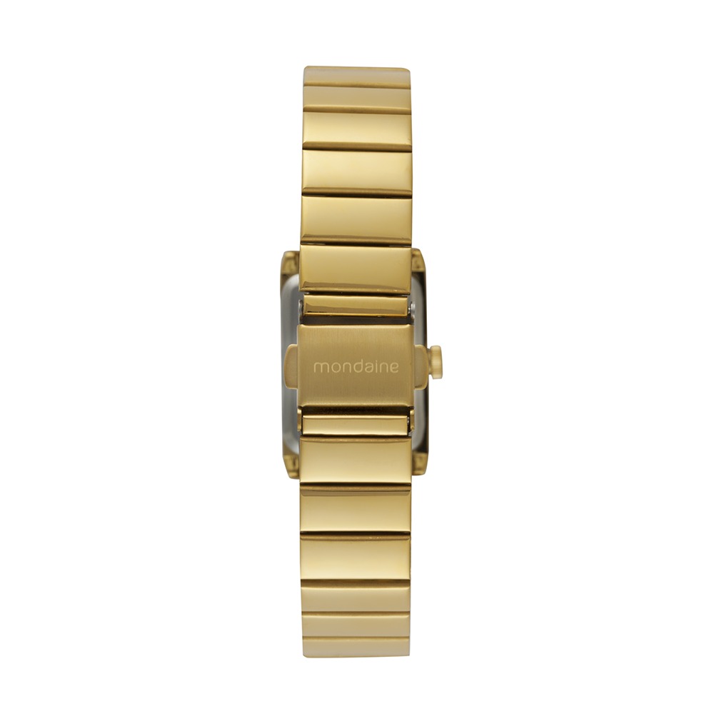 Relógio Mondaine Feminino Retangular Dourado