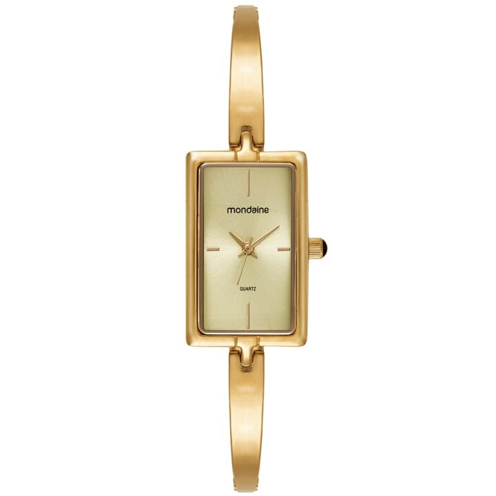 Relógio Mondaine Feminino Dourado Metal Quadrado