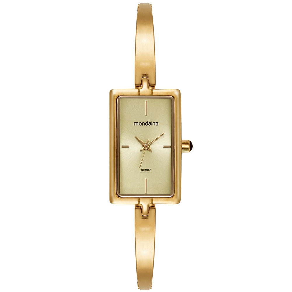 32985LPMVDM1 Relógio Mondaine Feminino Dourado Metal Quadrado