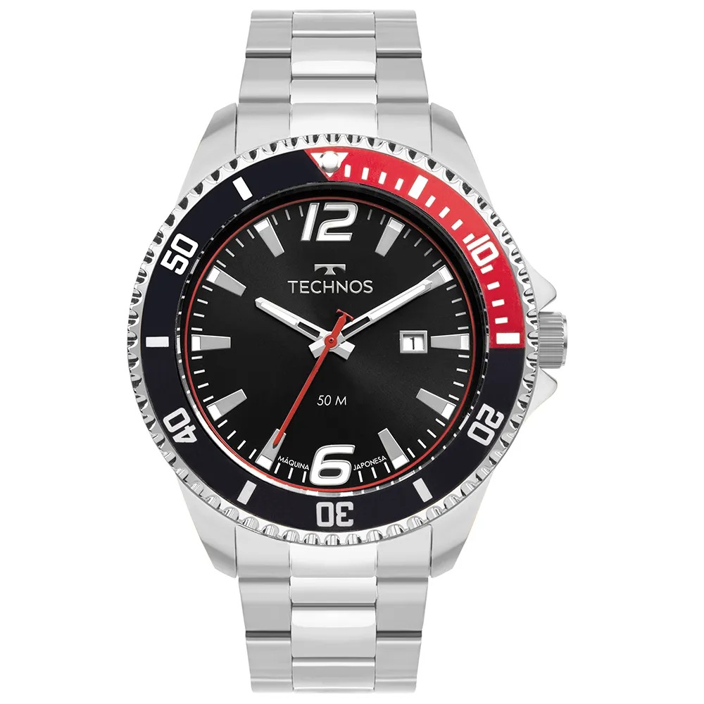 2115UDB/1P Relógio Technos Masculino Racer Premium Prata