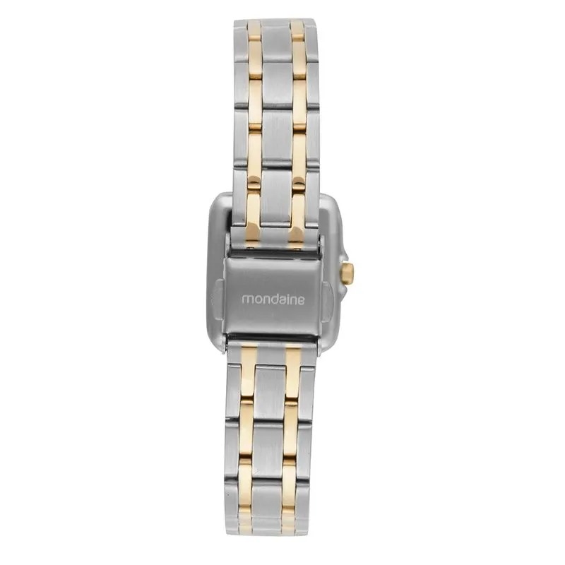 32933LPMVBE2 Relógio Mondaine Feminino Bicolor Caixa Quadrada Cristais