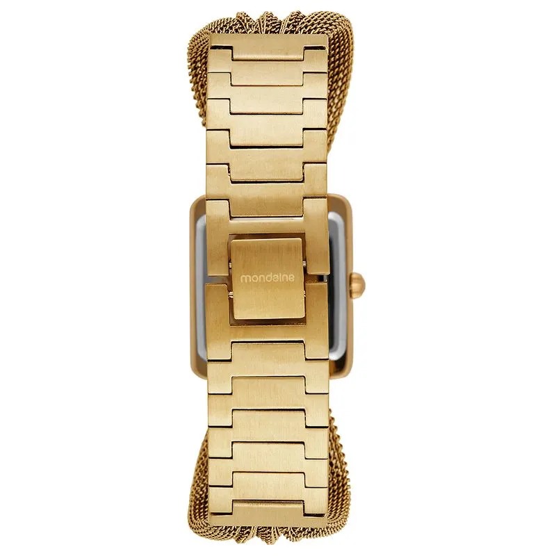 Relógio Mondaine Feminino Dourado Quadrado Index
